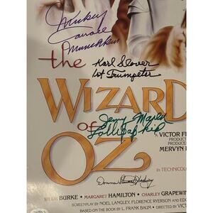 Wizard of Oz Movie Poster - Autographed by 4 Original Cast Members.